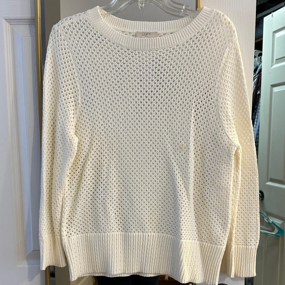 NWT LOFT Outlet Women's Ivory Knit Sweater